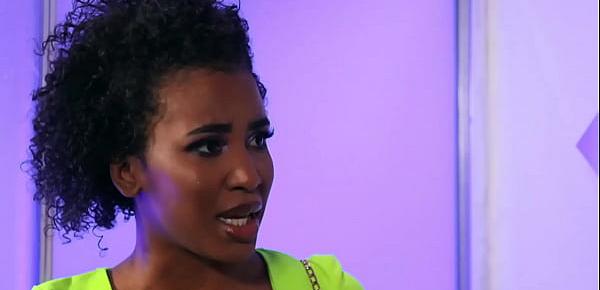  Ebony has threesome interracial sex